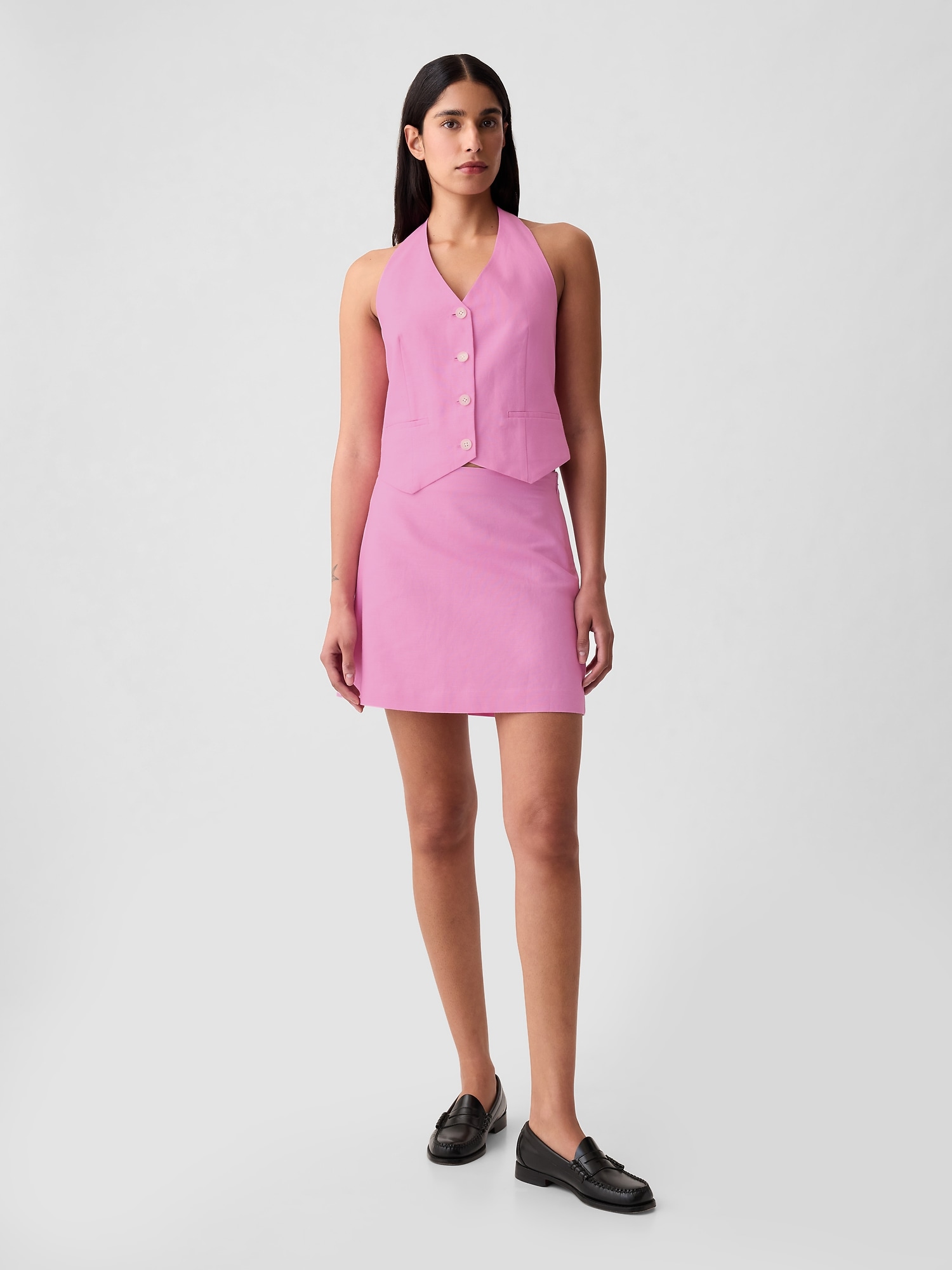 Gap Linen-cotton Mini Skirt In Sugar Pink