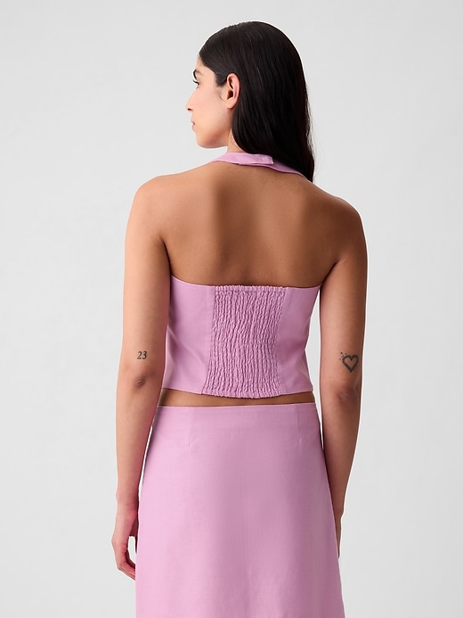 2 of 8 showing, with the color sugar pink of product Linen-Cotton Halter Vest