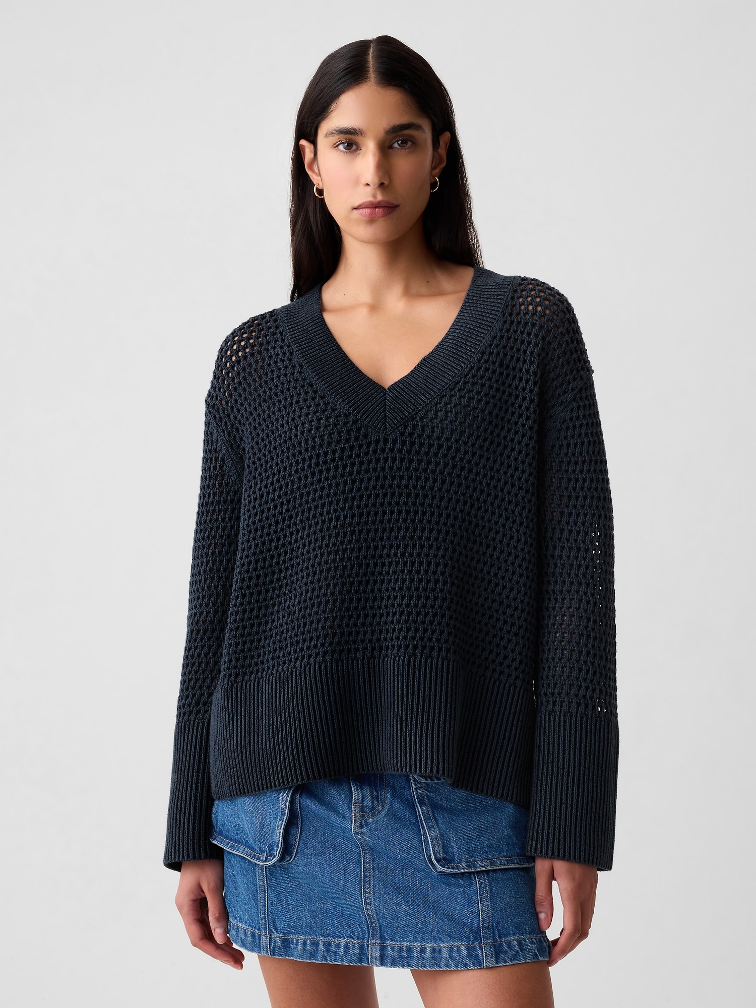 24/7 Split-Hem Crochet Sweater