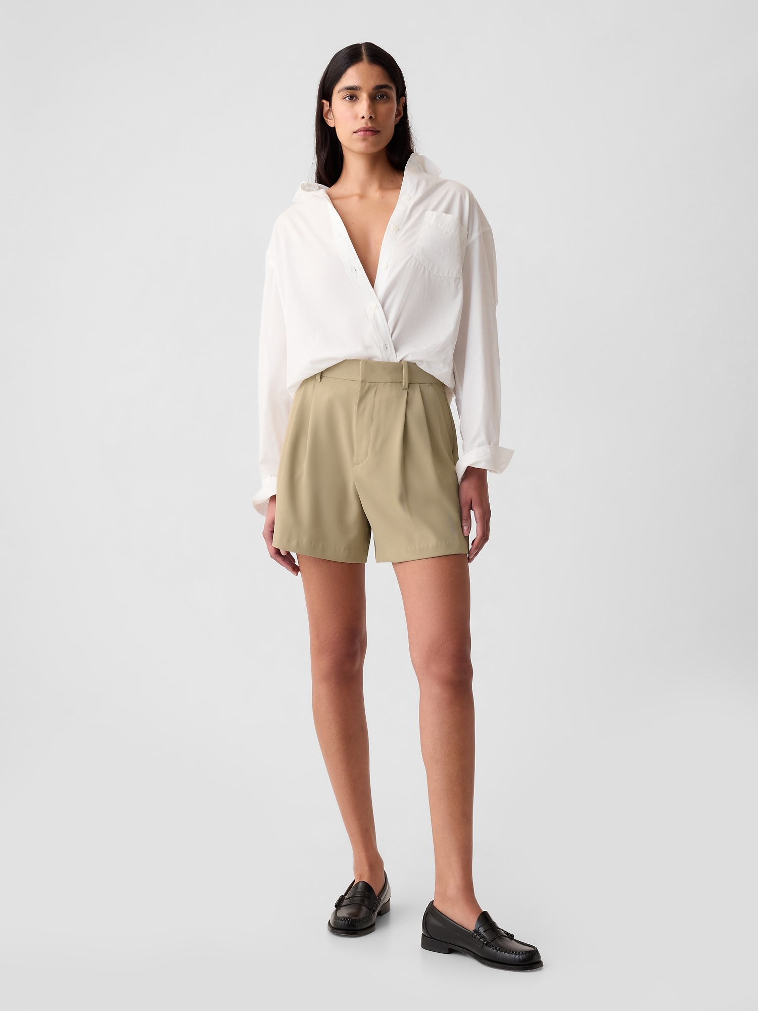 Shop Gap 365 High Rise Shorts In Khaki Tan