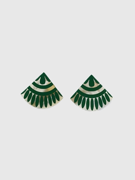 Image number 1 showing, Green Porcelain Tile Earrings
