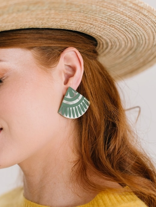 Image number 2 showing, Green Porcelain Tile Earrings