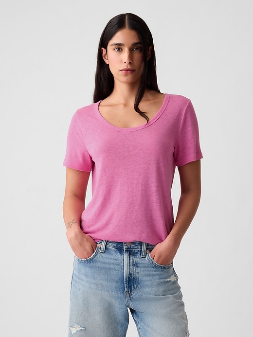 Image number 8 showing, Linen-Blend T-Shirt