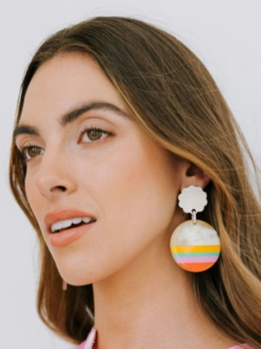 2 of 8 showing, with the color Multi of product Paradise Dipped Circle Earrings
