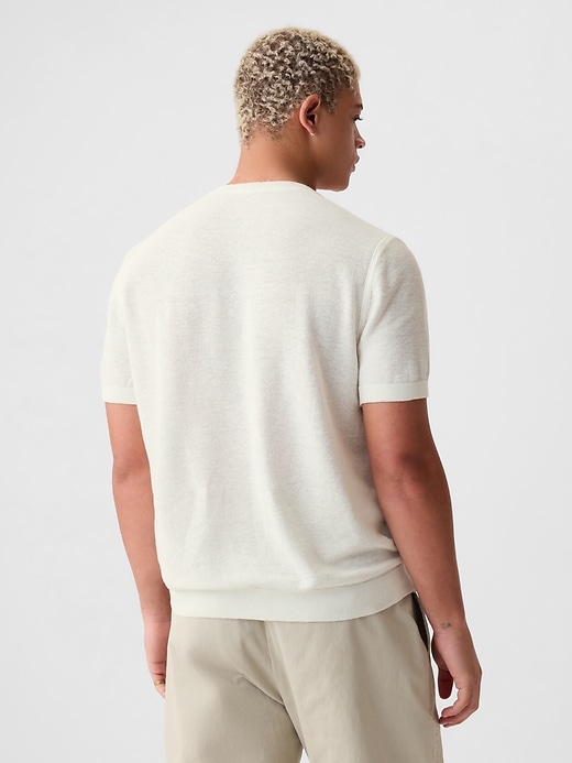 2 of 8 showing, with the color new off white of product Linen-Blend Textured Sweater Shirt