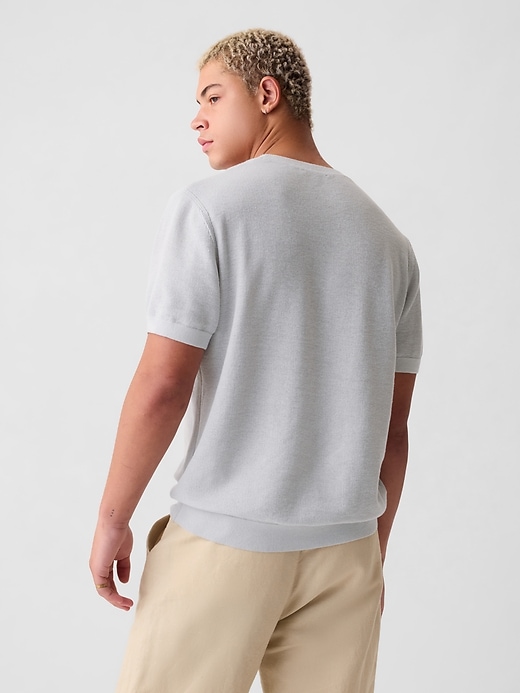 2 of 8 showing, with the color grey matter of product Linen-Blend Textured Sweater Shirt