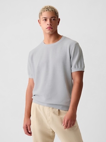 Linen-Blend Textured Sweater Shirt