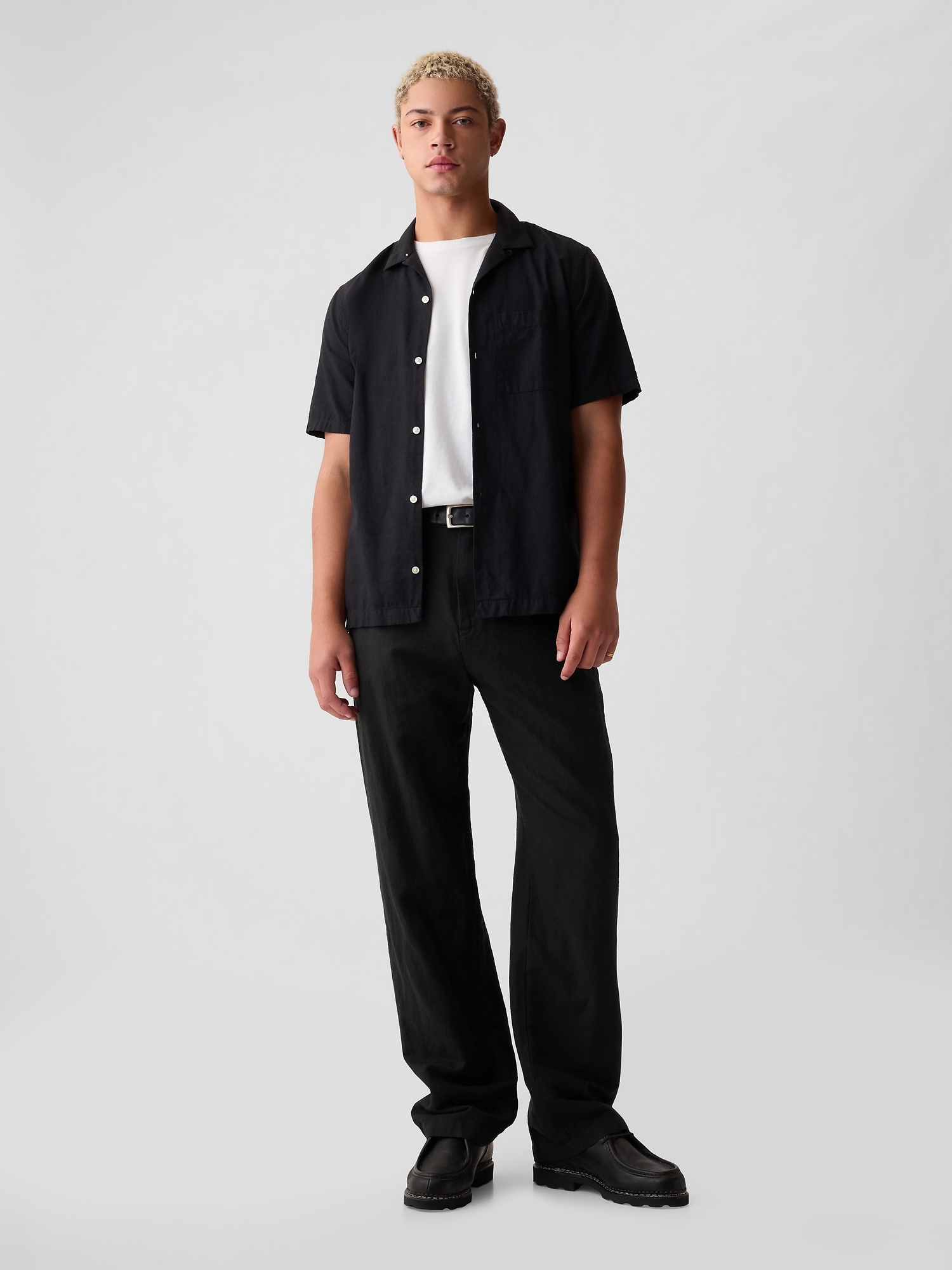 Shop Gap Linen-cotton '90s Loose Trousers In Black