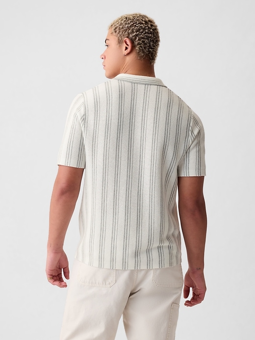 2 of 8 showing, with the color grey heather stripe of product Textured Polo Shirt