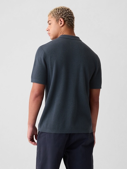 2 of 8 showing, with the color navy of product Textured Polo Shirt