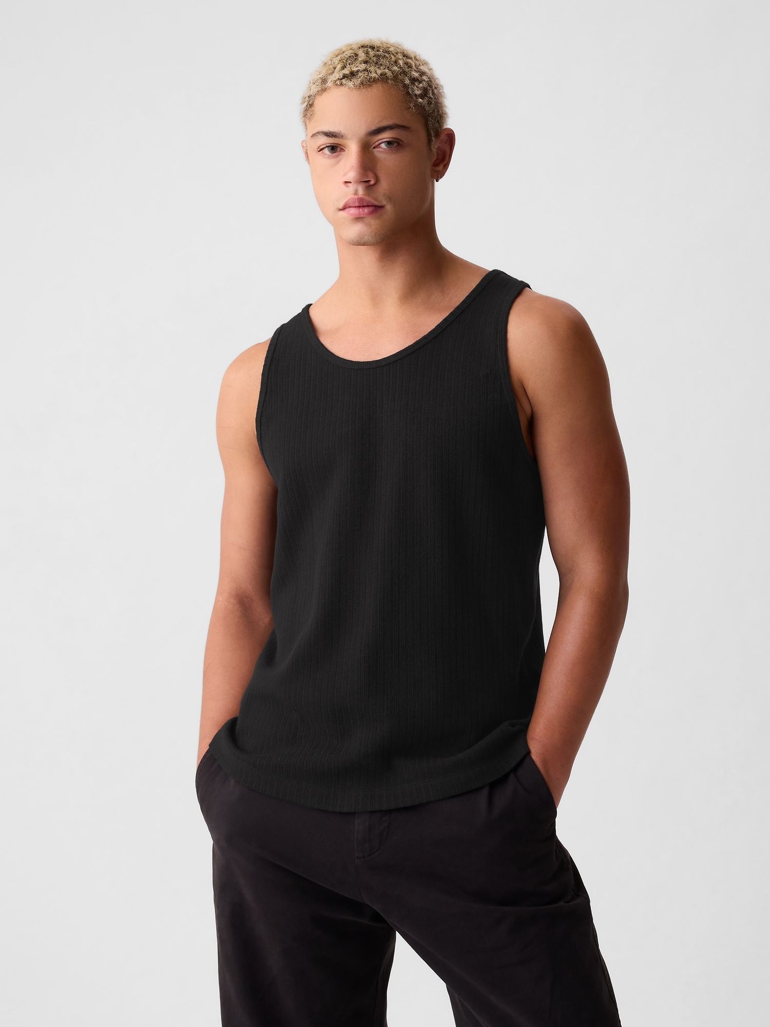 Gap Rib Tank Top In Black