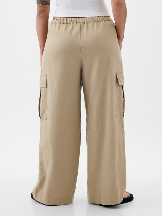 Image number 6 showing, Mid Rise Linen-Cotton Pull-On Cargo Pants