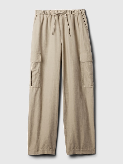 Image number 7 showing, Mid Rise Linen-Cotton Pull-On Cargo Pants