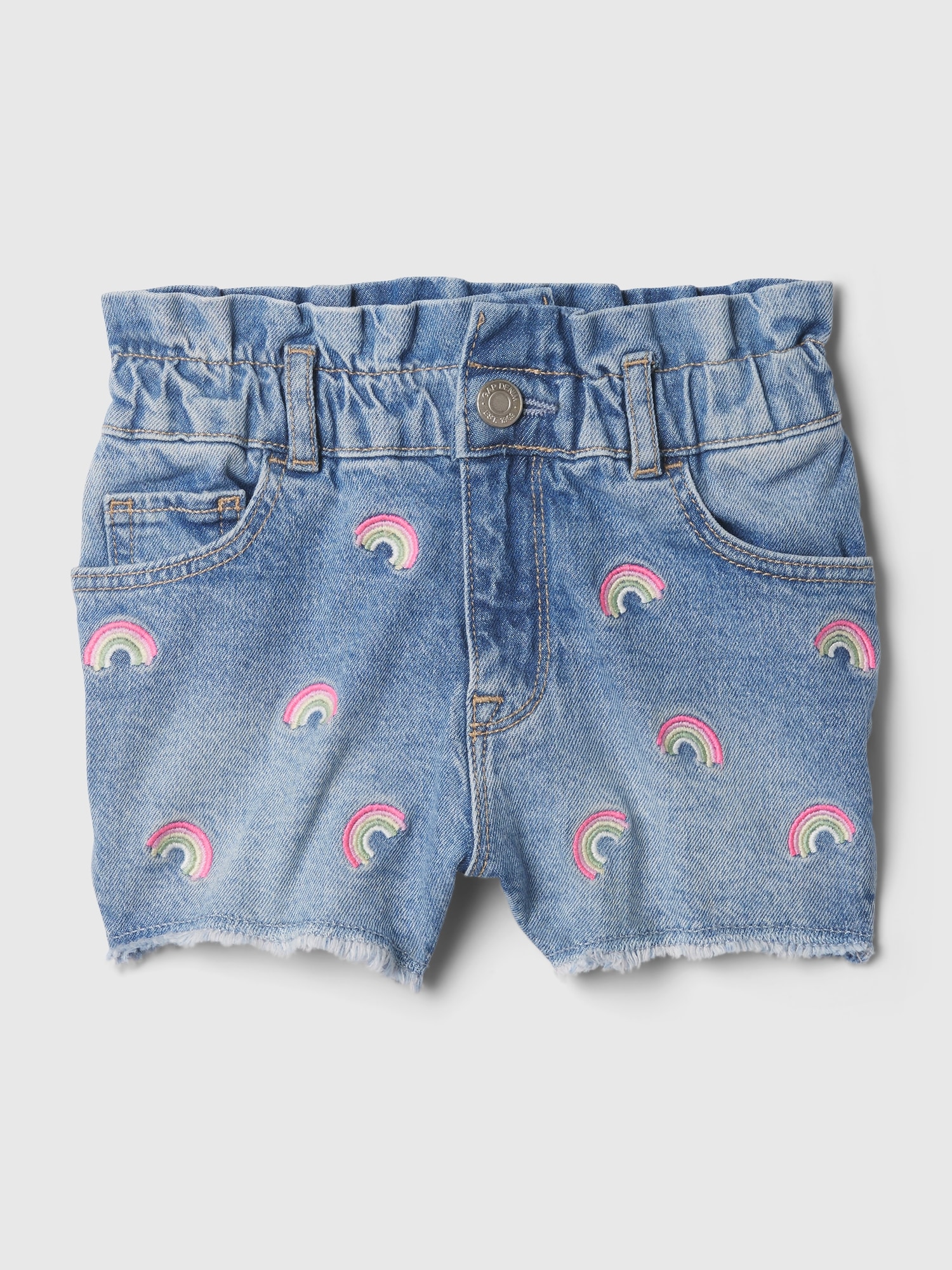 Shop Gap Baby Just Like Mom Ruffle Denim Shorts In Rainbow