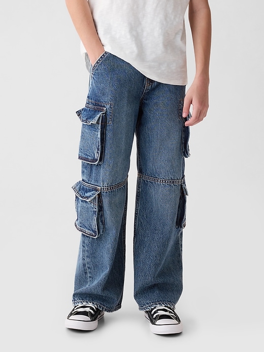 Image number 2 showing, Kids Double Cargo Baggy Jeans