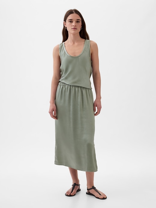 1 of 8 showing, with the color sage green of product Satin Tank Top