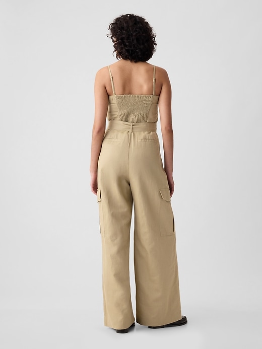 Image number 2 showing, Linen-Cotton Cargo Jumpsuit