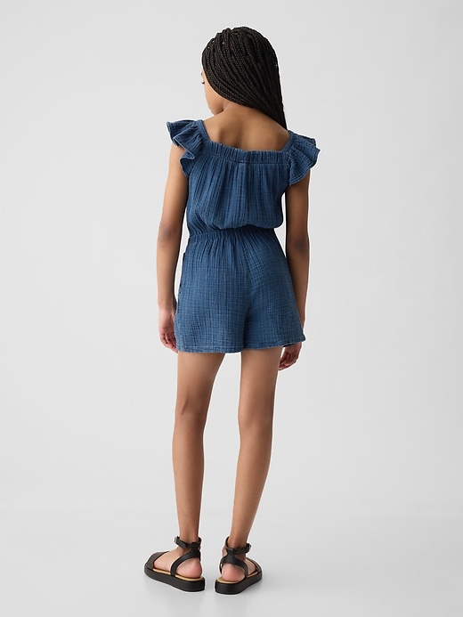 2 of 8 showing, with the color dark wash of product Kids Crinkle Gauze Flutter Romper