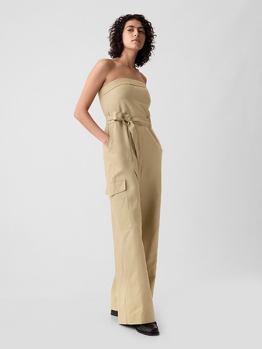 Image number 9 showing, Linen-Cotton Cargo Jumpsuit