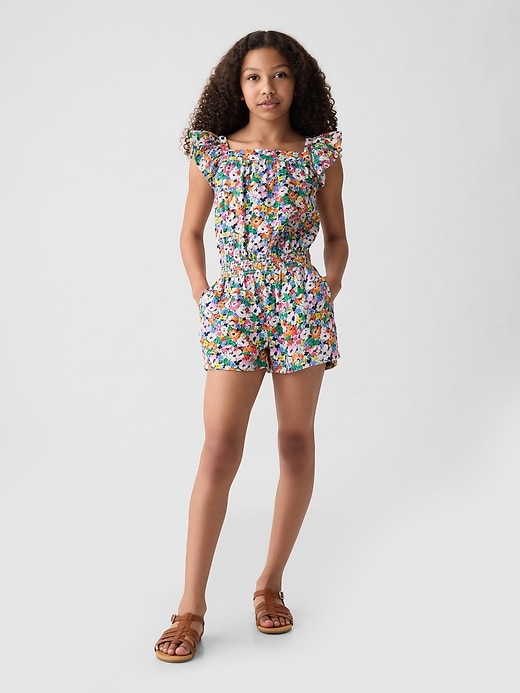 1 of 8 showing, with the color multi floral of product Kids Crinkle Gauze Romper