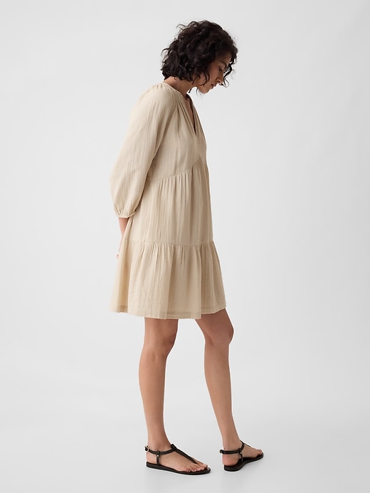 Image number 3 showing, Crinkle Gauze Tiered Mini Dress