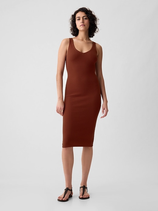 1 of 8 showing, with the color smoked paprika brown of product Rib Tank Dress