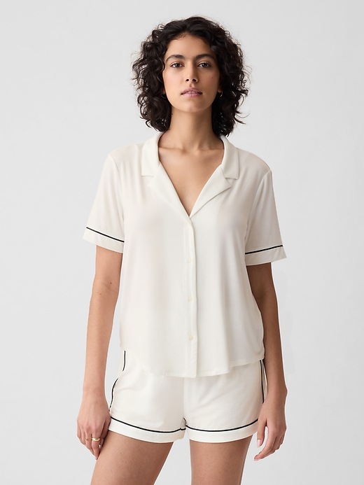1 of 8 showing, with the color new off white of product Modal Pajama Shirt