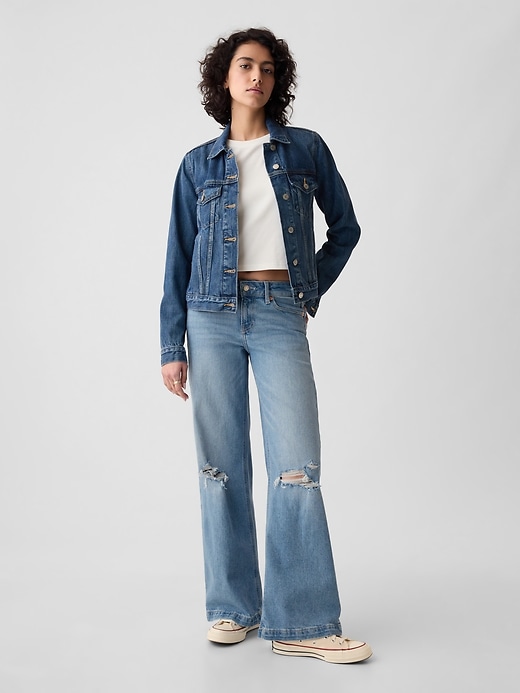 Image number 1 showing, Low Rise Stride Wide-Leg Jeans