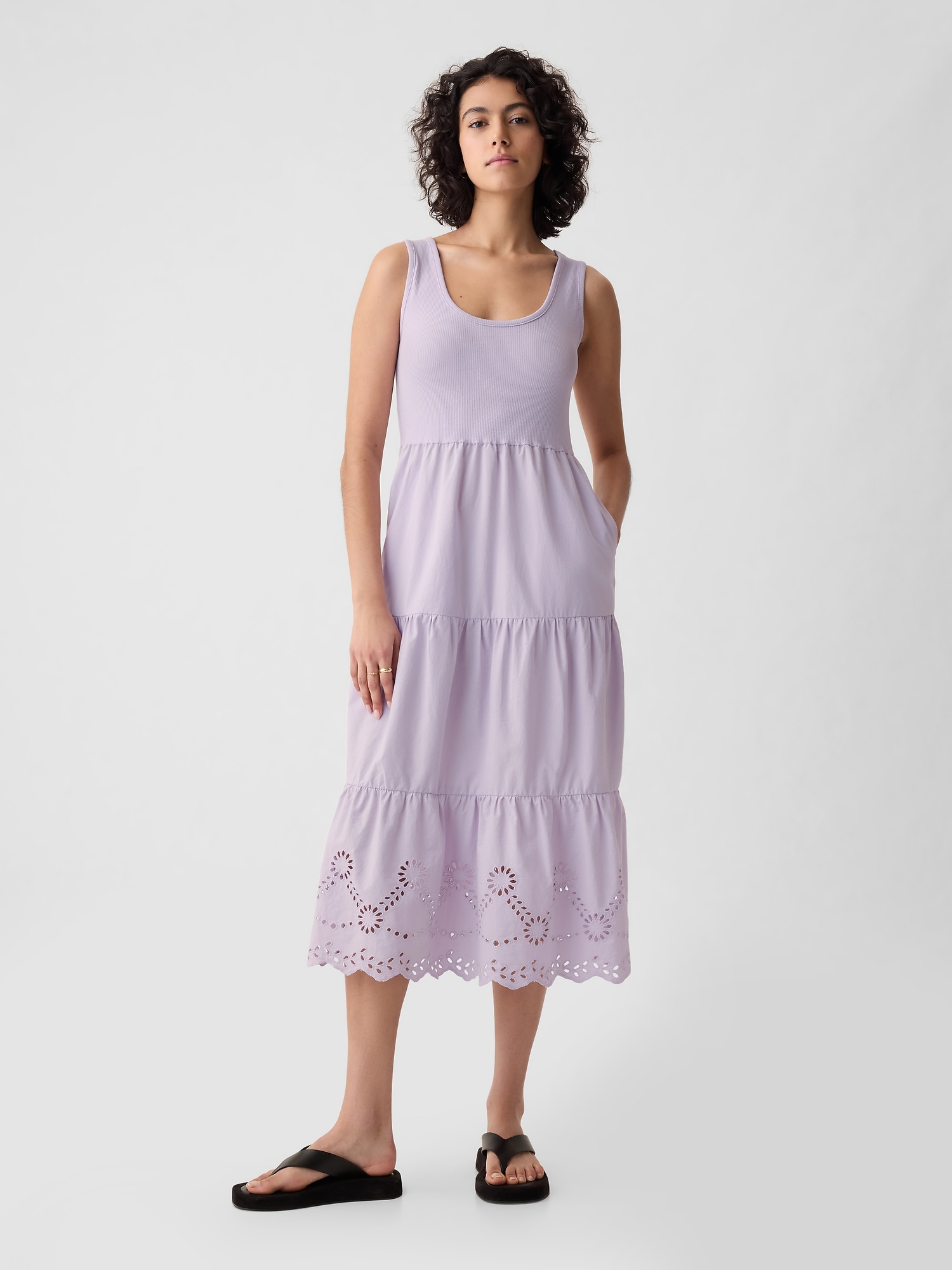 Eyelet Midi Tank Dress