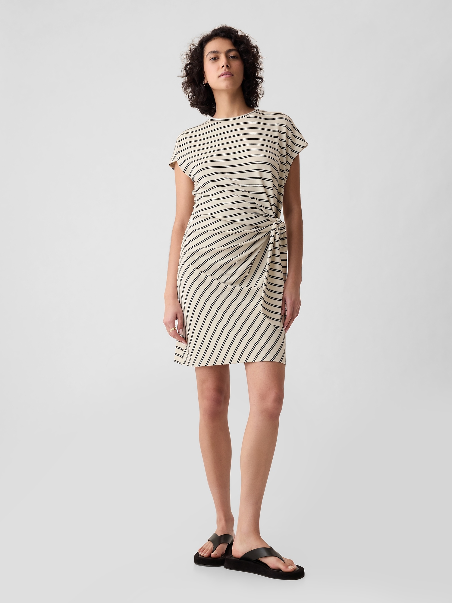 Tie-Knot Mini T-Shirt Dress