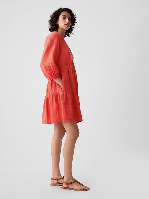 knee length dresses for ladies Crinkle Gauze Mini Swing Dress — GAP (International) main image 0