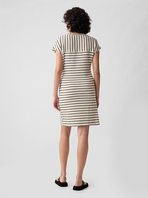 2 of 8 showing, with the color off white & black stripe of product Tie-Knot Mini T-Shirt Dress