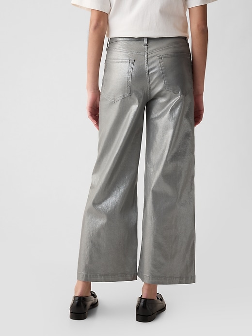 Image number 2 showing, High Rise Stride Metallic Wide-Leg Ankle Jeans
