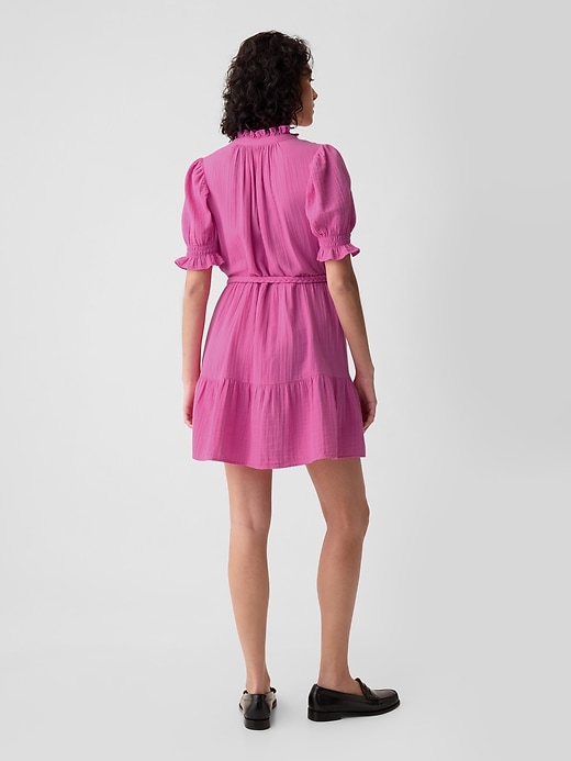2 of 8 showing, with the color indie pink of product Crinkle Gauze Mini Dress