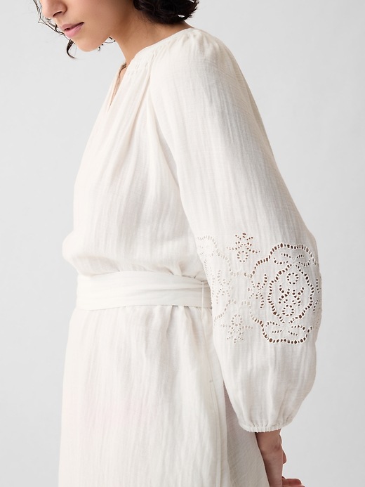 Crinkle Gauze Embroidered Mini Dress | Gap