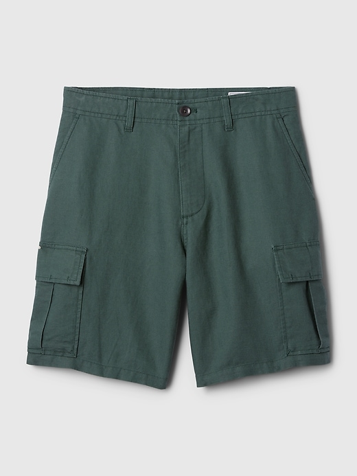 Image number 5 showing, 8" Linen-Cotton Cargo Shorts