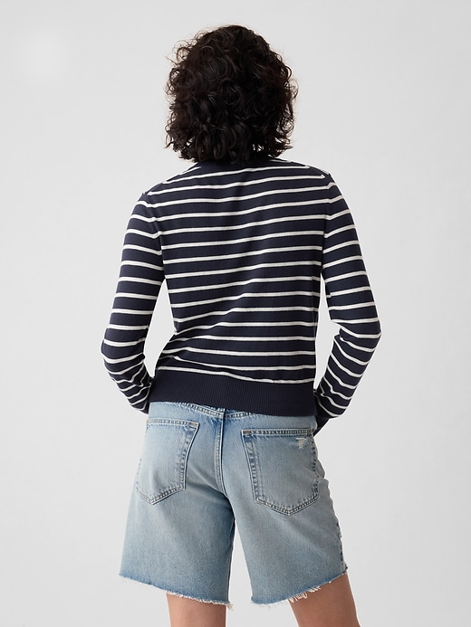 2 of 8 showing, with the color navy white stripe of product Lightweight CashSoft Cardigan
