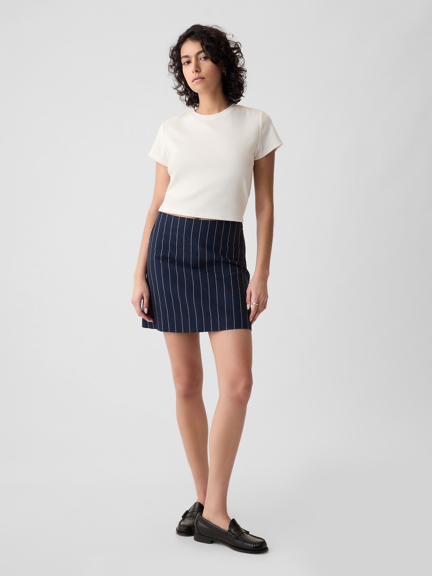 Linen-Cotton Mini Skirt