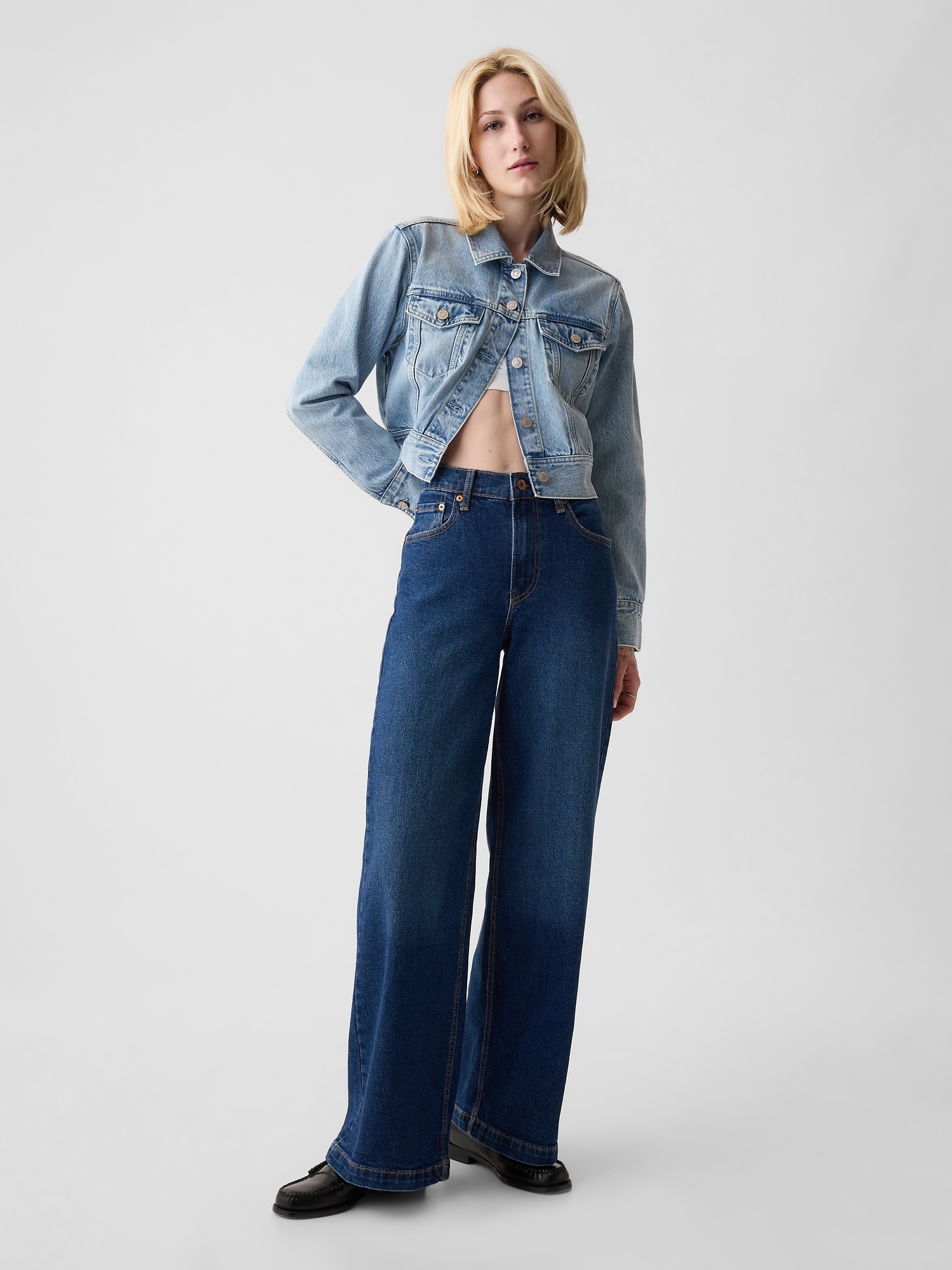 Wide Leg High Rise Jeans