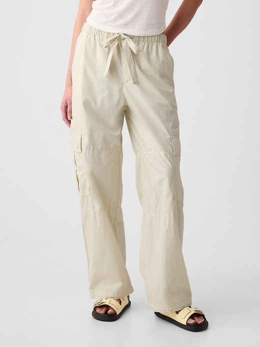 2 of 8 showing, with the color chino of product Mid Rise Cargo Parachute Pants