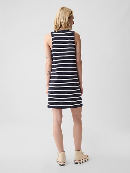 2 of 8 showing, with the color navy blue & white stripe of product Jersey Swing Mini Dress