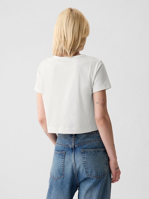 2 of 8 showing, with the color new off white of product Organic Cotton Vintage Shrunken Cropped T-Shirt