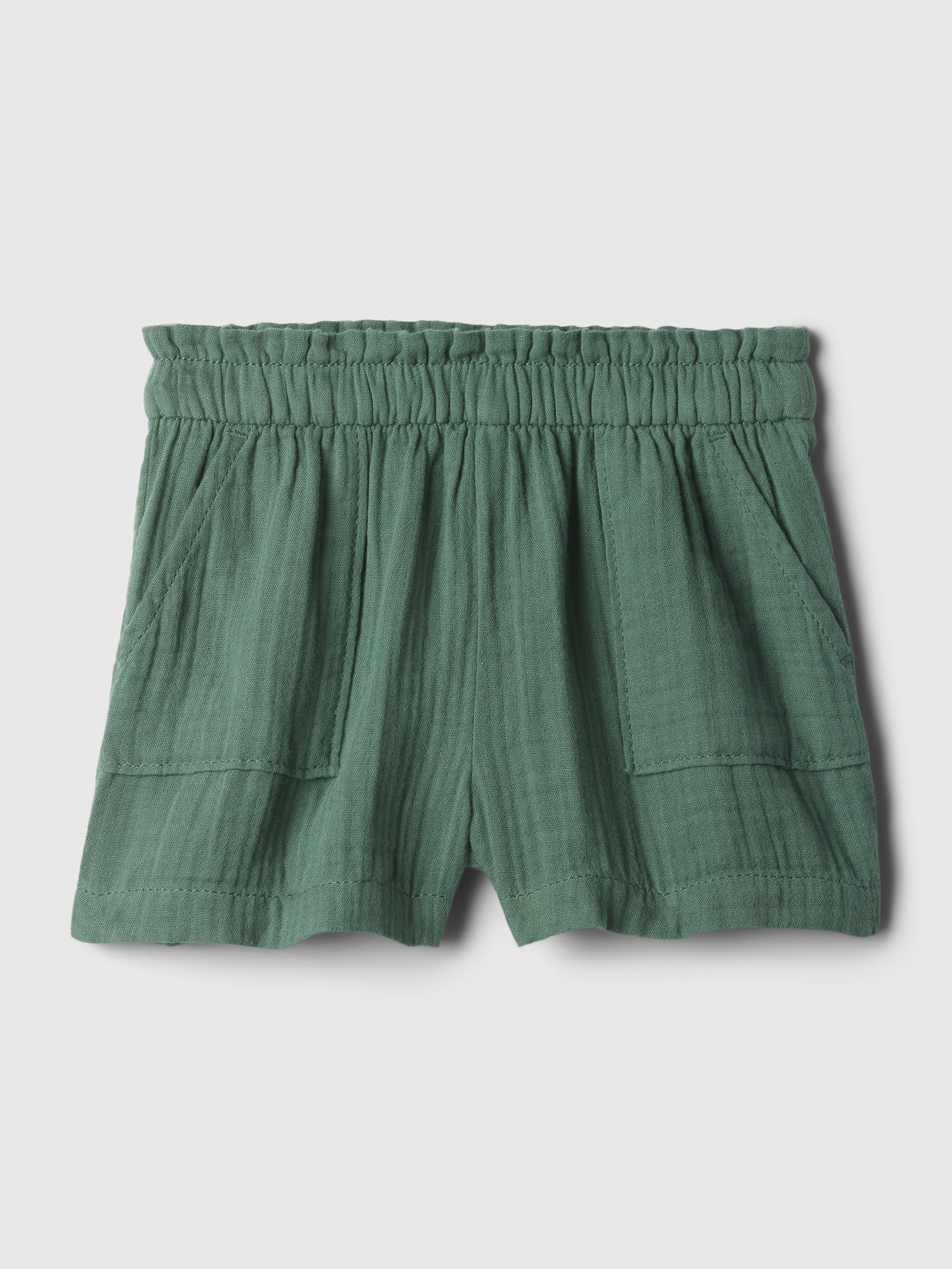 Gap Baby Crinkle Gauze Pull-on Shorts In Dark Forest Green