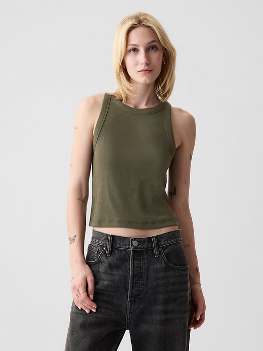 Image number 1 showing, Modern Rib Cropped Halter Top