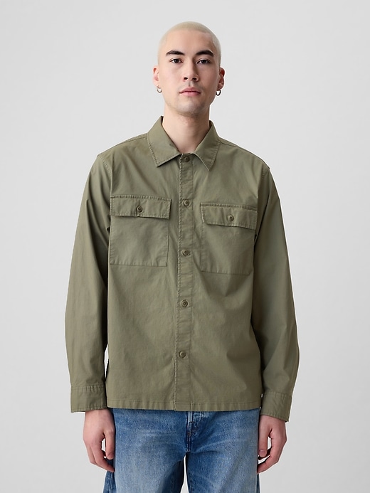 1 of 8 showing, with the color mesculen green of product Ripstop Utility Overshirt