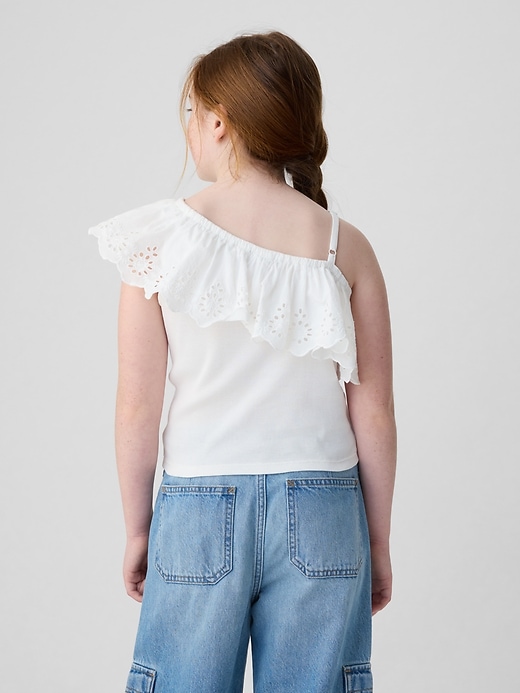 2 of 8 showing, with the color new off white of product Kids Asymmetrical Eyelet Top