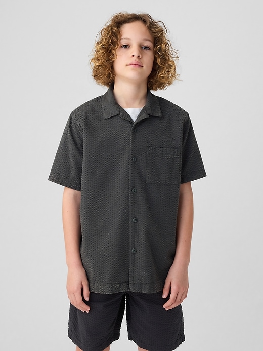 1 of 8 showing, with the color cast iron of product Kids Seersucker Shirt