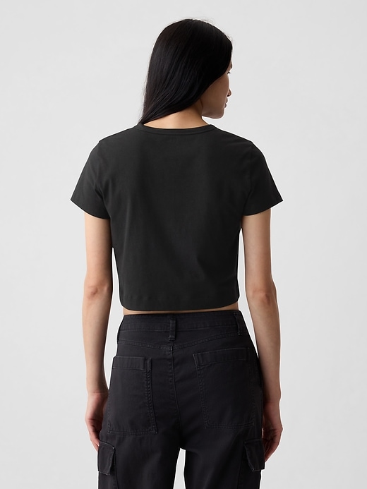 2 of 8 showing, with the color black of product Organic Cotton Vintage Shrunken Cropped T-Shirt