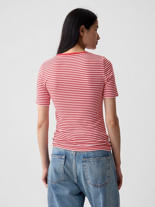 2 of 8 showing, with the color red & white stripe of product Modern Crewneck T-Shirt