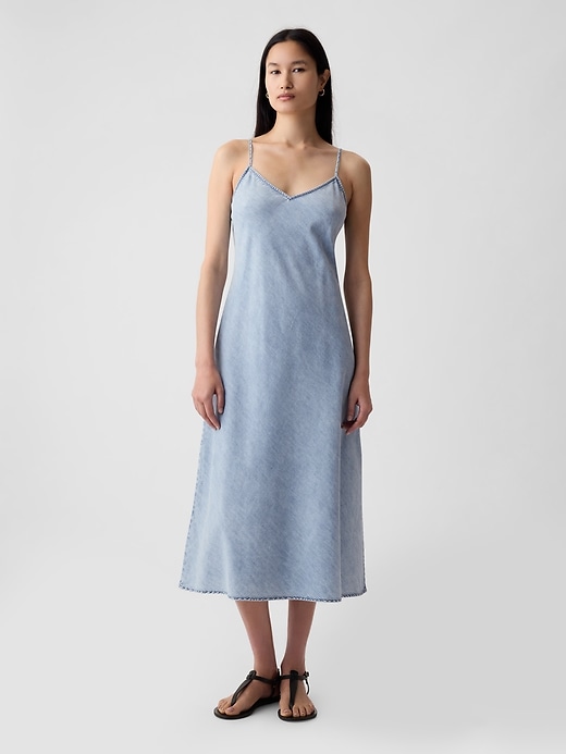 Image number 1 showing, Denim Midi Slip Dress